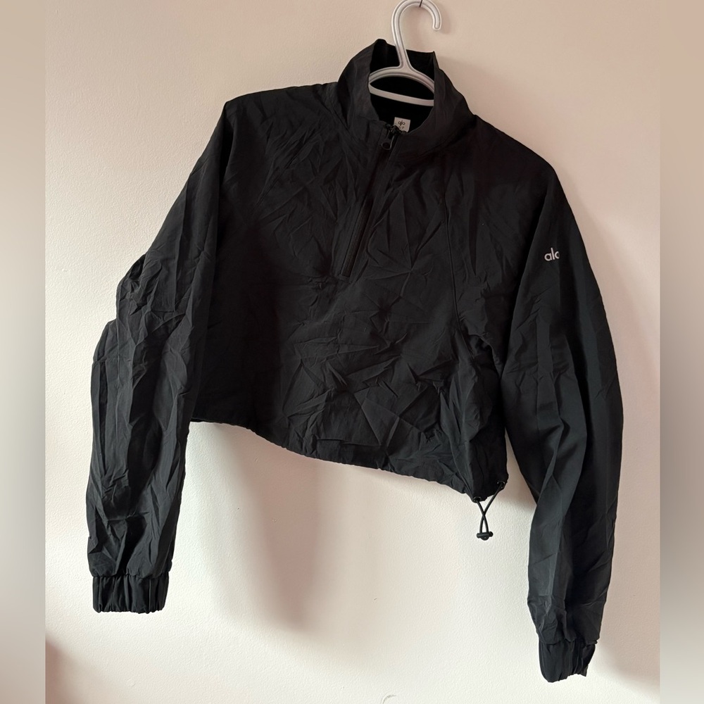 Alo Yoga Cropped 1/4 Zip Alumni Pullover Oversized S - Picture 3 of 11